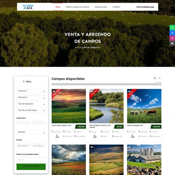VENTA DE CAMPOS<br>Página web profesional